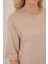 Kadın BDART Dokulu Uzun Kol Yaka Tişört Bej Doğal 5