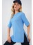 Kadın BDART Dokulu Uzun Kol Yaka Tişört Bebek Mavisi 1