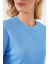 Kadın BDART Dokulu Uzun Kol Yaka Tişört Bebek Mavisi 5
