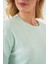Kadın BDART Dokulu Uzun Kol Yaka Tişört Nane Yeşili 4