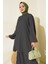 Kadın BDART Dokulu Uzun Kollu Tunik ve Geniş Paça Pantolon Seti Kömür Grisi 2