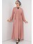 Kadın BDART V Yaka Düğmeli Rahat Kesim Maxi Elbise Tozlu Gül Pembesi 3