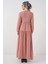 Kadın BDART V Yaka Düğmeli Rahat Kesim Maxi Elbise Tozlu Gül Pembesi 6