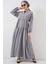 Kadın BDART V Yaka Düğmeli Gevşek Kesim Maxi Elbise Grey 1