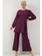 Kadın BDART Dokulu Uzun Kollu Tunik ve Geniş Paça Pantolon Seti Ametist Mor 1