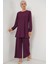 Kadın BDART Dokulu Uzun Kollu Tunik ve Geniş Paça Pantolon Seti Ametist Mor 3