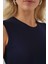 Kadın BDART Dik Yaka, Askısız, Fitilli Bodysuit Lacivert 5