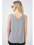 Kadın BDART Dokulu V Yaka Kolsuz Bluz Gri 6