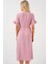 Kadın BDART Düğmeli V Yaka Midi Elbise Toz Pembe 6