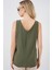 Kadın BDART Dokulu V Yaka Kolsuz Bluz Haki Yeşil 6