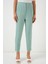 Kadın BDART Yüksek Bel Dar Kalıp Bilek Boy Krep Pantolon Nane Yeşili 4