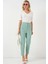 Kadın BDART Yüksek Bel Dar Kalıp Bilek Boy Krep Pantolon Nane Yeşili 1