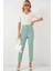Kadın BDART Yüksek Bel Dar Kalıp Bilek Boy Krep Pantolon Nane Yeşili 3