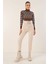 Kadın BDART Fiyonk Detaylı, Bilek Uzunluğunda Düz Pantolon Krem Doğal 1