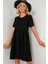 Kadın BDART Kemerli, Düğme Detaylı, Kısa Kollu Mini Elbise Black 3