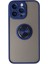 Newface iPhone 14 Pro Max Kılıf Montreal Yüzüklü Silikon Kapak - Lacivert 1