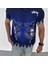 Unisex Bisiklet Yaka Baskılı Oversize Thirt Acivert 3