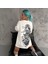Unisex Baskılı Oversize Thirt Beyaz 1