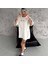 Unisex Baskılı Oversize Thirt Beyaz 2