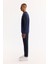 Erkek Lacivert Bisiklet Yaka Pamuklu Bi-Stretch Baskılı Regular Fit Sweatshirt A52Y1260 6