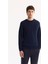 Erkek Lacivert Bisiklet Yaka Rayon Tüylenmeyen Dokulu Triko Regular Fit Kazak A52Y5017 1
