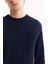 Erkek Lacivert Bisiklet Yaka Rayon Tüylenmeyen Dokulu Triko Regular Fit Kazak A52Y5017 5