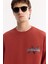 Erkek Kiremit Bisiklet Yaka Pamuklu Bi-Stretch Baskılı Regular Fit Sweatshirt A52Y1260 2