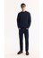 Erkek Lacivert Bisiklet Yaka Çizgili Jakarlı Regular Fit Sweatshirt A52Y1220 7