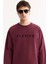 Erkek Mürdüm Bisiklet Yaka Pamuklu Bi-Stretch Baskılı Regular Fit Sweatshirt A52Y1249 2