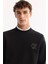 Erkek Siyah Bisiklet Yaka Pamuklu Bi-Stretch Basic Regular Fit Sweatshirt A52Y1328 2