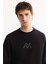 Erkek Siyah Pamuklu Baskılı 3 İplik Şardonlu Regular Fit Sweatshirt A52Y1327 2