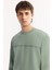 Erkek Su Yeşili Bisiklet Yaka Pamuklu Bi-Stretch Baskılı Regular Fit Sweatshirt A52Y1325 2