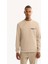 Erkek Bej Pamuklu Baskılı İnterlok Regular Fit Sweatshirt A52Y1260 1