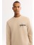 Erkek Bej Pamuklu Baskılı İnterlok Regular Fit Sweatshirt A52Y1260 2