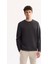 Erkek Antrasit Bisiklet Yaka Pamuklu Bi-Stretch Baskılı Regular Fit Sweatshirt A52Y1325 2