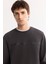Erkek Antrasit Bisiklet Yaka Pamuklu Bi-Stretch Baskılı Regular Fit Sweatshirt A52Y1325 4