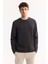 Erkek Antrasit Bisiklet Yaka Pamuklu Bi-Stretch Baskılı Regular Fit Sweatshirt A52Y1325 3