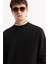 Erkek Siyah Bisiklet Yaka Dokulu Elastan Regular Fit Sweatshirt A52Y1220 2