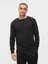 Erkek Siyah Waffle-Knit Crewneck T-Shirt 1