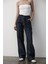 Kadın Çizgili Geniş Paça Jean Pantolon 2