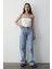 Kadın Yüksek Bel Geniş Paça Jean Pantolon 1