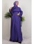 Omuzdan Pelerinli Elbise Mor 3