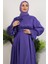 Omuzdan Pelerinli Elbise Mor 5