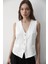 Kadın Astarlı Düğme Detaylı Keten Yelek 1