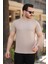 Erkek Ince Çizgi Dokulu Kısa Kollu T-Shirt 1