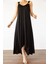 Kadın Çan Dokuma Kumaş V Yaka Asimetrik Kesim Elbise 2