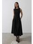 Kolsuz Uzun Elbise - Siyah 4