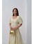 Sarı Süs Düğmeli Balon Kollu Elbise 4