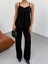 Kadın Siyah Dokulu Askılı Üst ve Bol Paça Pantolon 2’li Takım 1