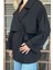 Siyah Oversize Düşük Omuz Kısa Trenç - 9580 2